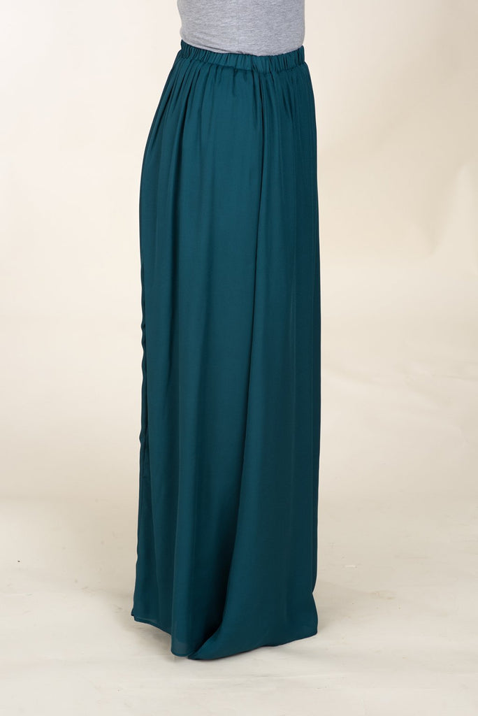 Teal Basic Crepe Maxi Skirt Kabayare