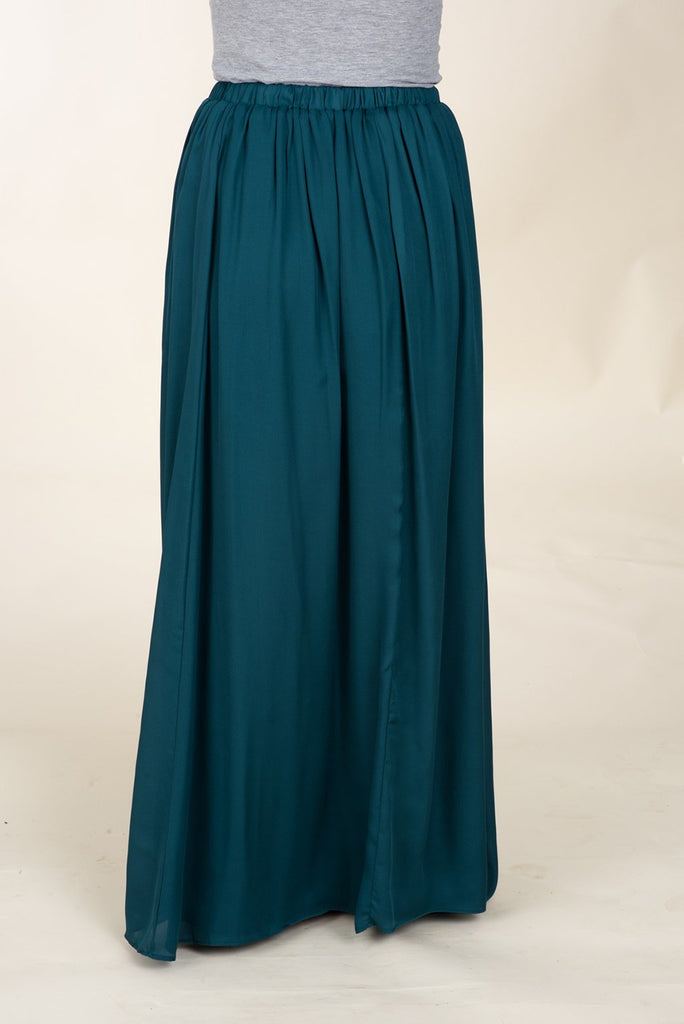 Teal Basic Crepe Maxi Skirt Kabayare