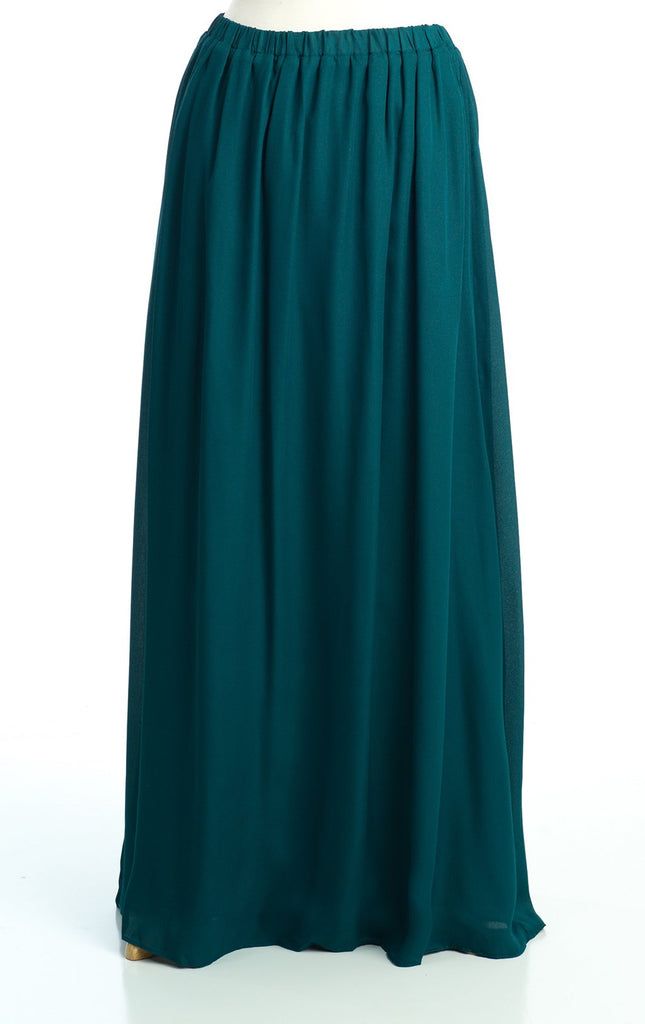 Teal Basic Crepe Maxi Skirt Kabayare