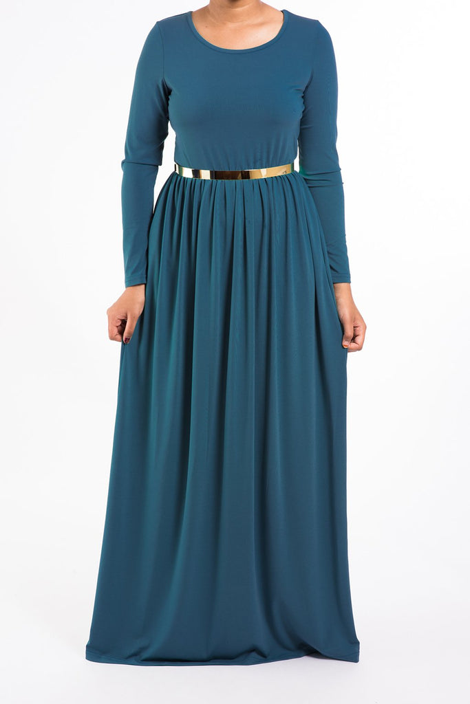 Teal Blue Milk silk Maxi dress (SOFT) Kabayare