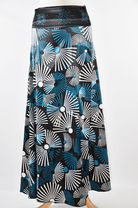 Teal Fireworks Silk Skirt Kabayare