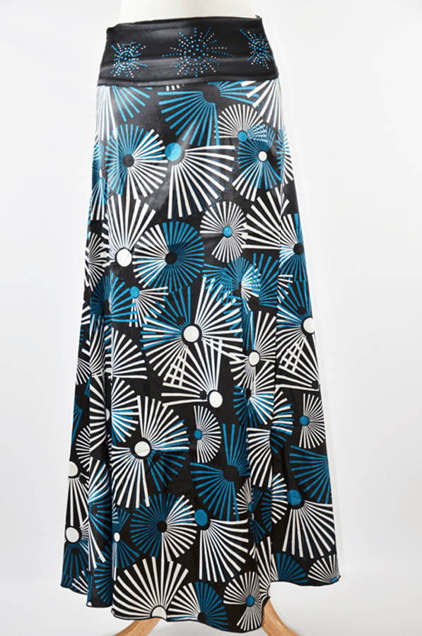 Teal Fireworks Silk Skirt Kabayare