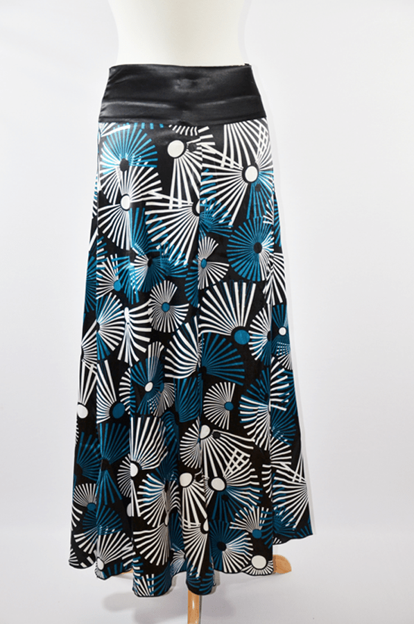Teal Fireworks Silk Skirt Kabayare