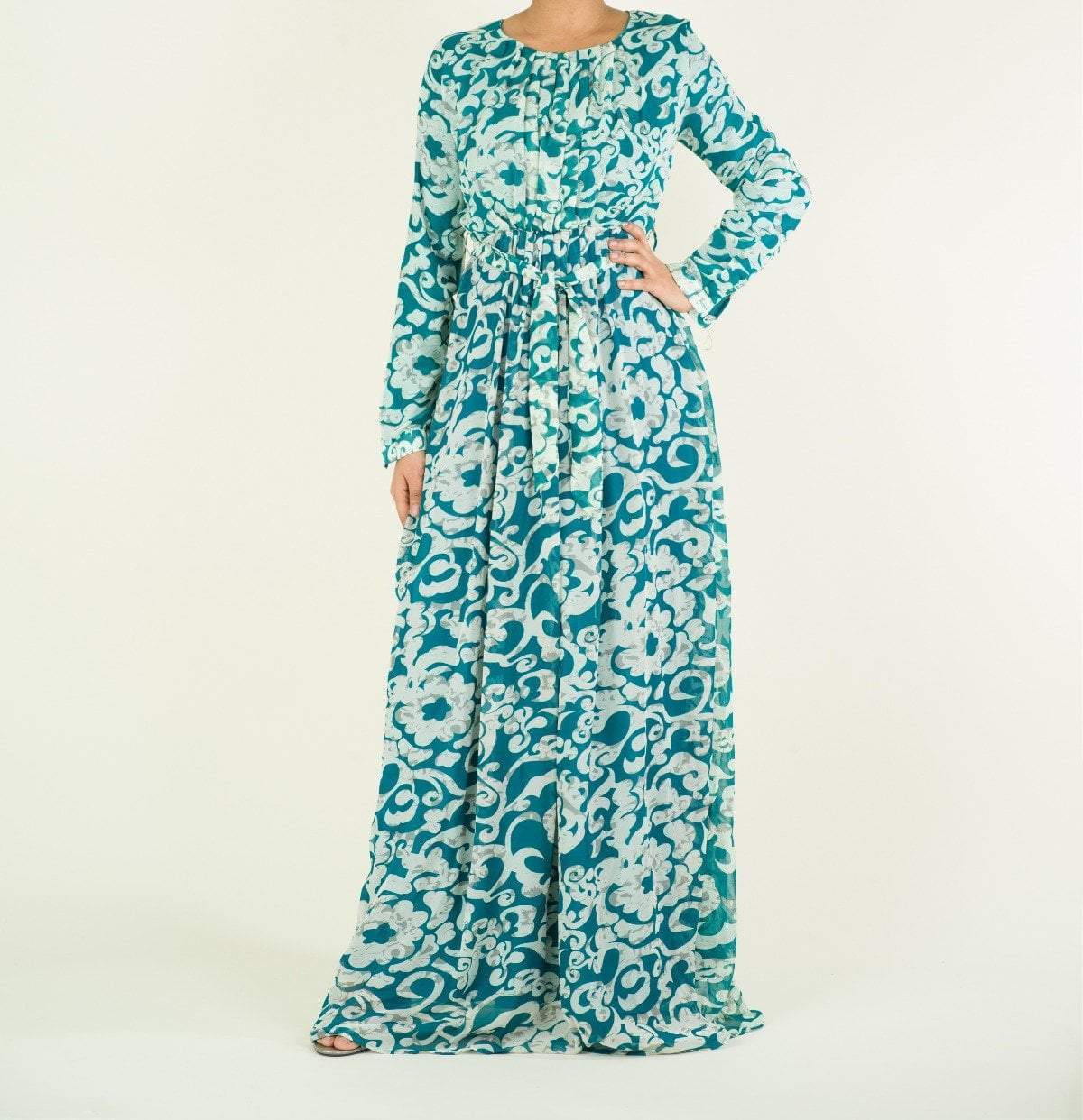 Teal Henna CHIFFON dress Kabayare
