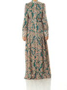 Teal paisley multi hue paisley print chiffon Kabayare