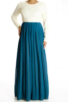 Teal Vintage pleated dress Kabayare