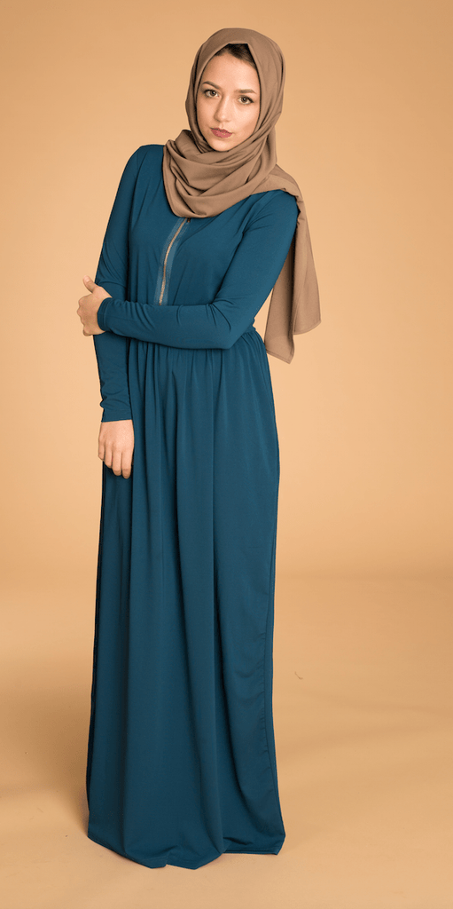 Teal zipper front Maxi Dress Kabayare