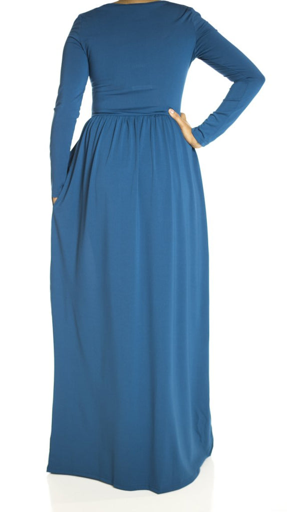 Teal zipper front Maxi Dress Kabayare