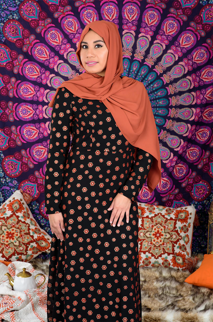 The Red Flower Chiffon Dress Kabayare