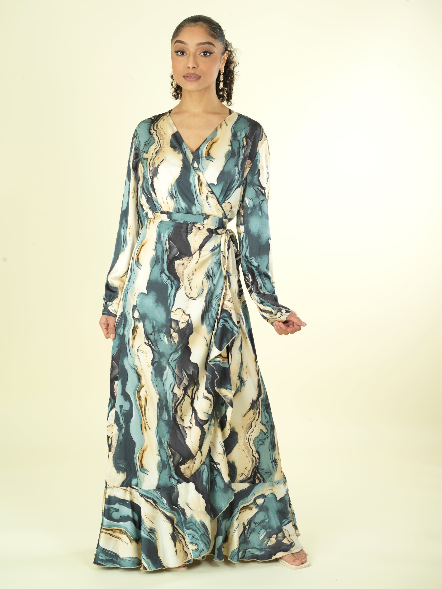 The waterfall satin wrapped maxi dress Kabayare