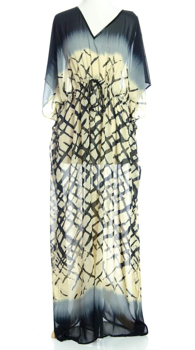 Tonal Print Kimono Maxi Dress Kabayare