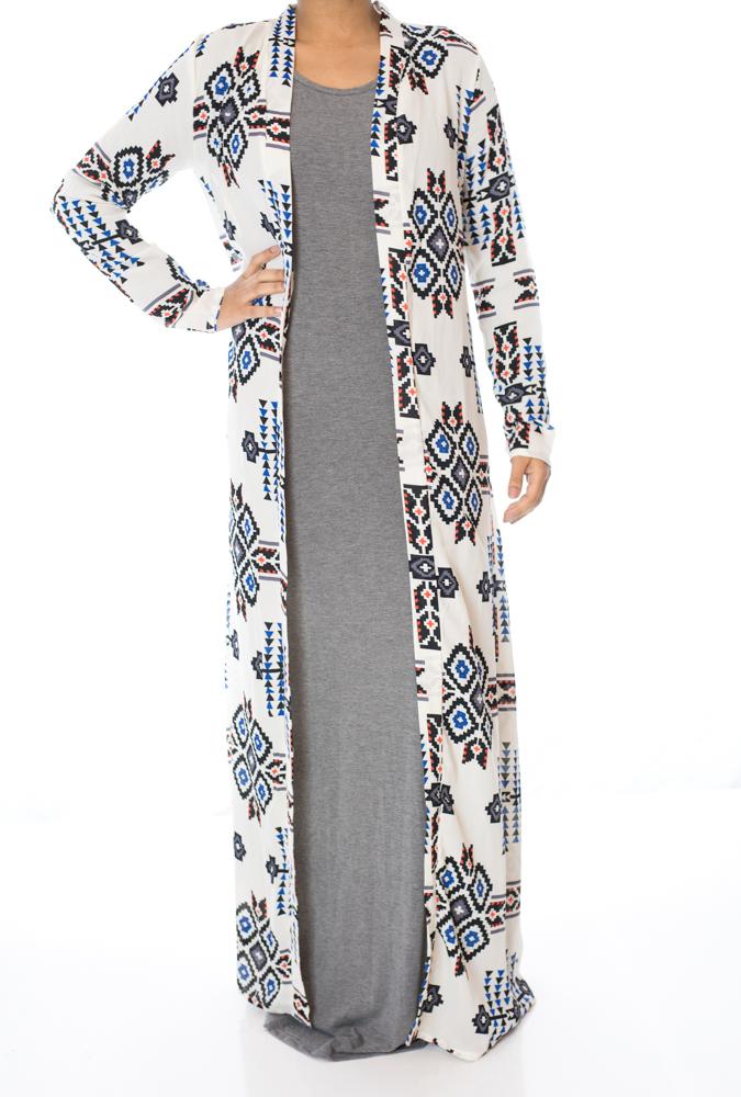 Tribal Print  Maxi Cardigan Kabayare