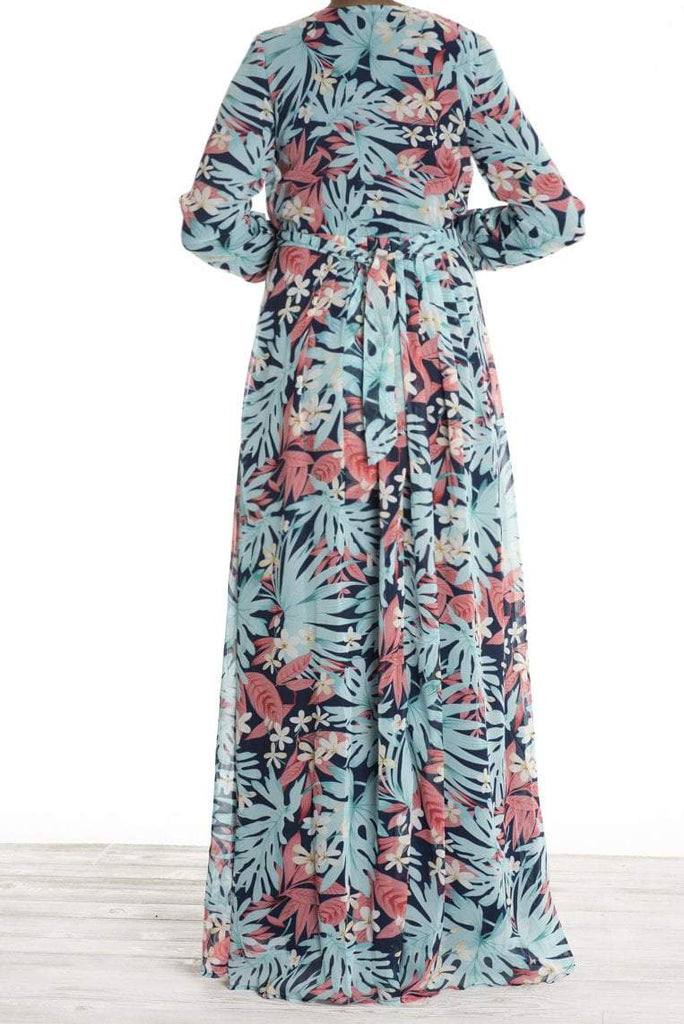 tropical print chiffon dress Kabayare