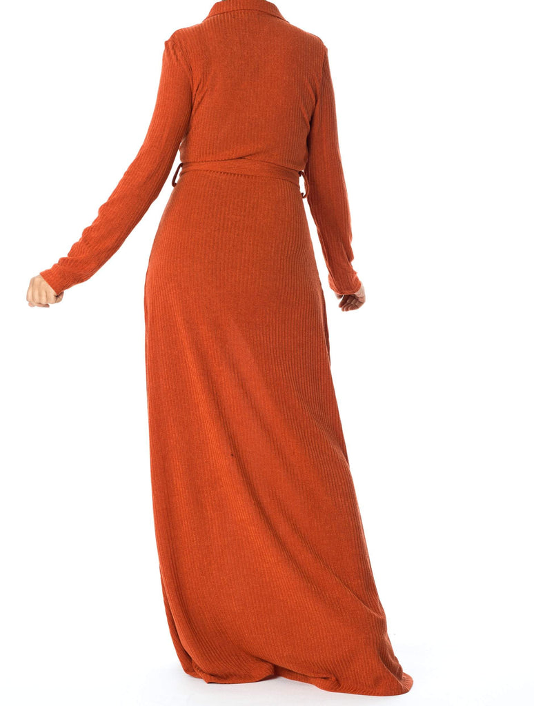 V-neck ribbed sweater dress Kabayare