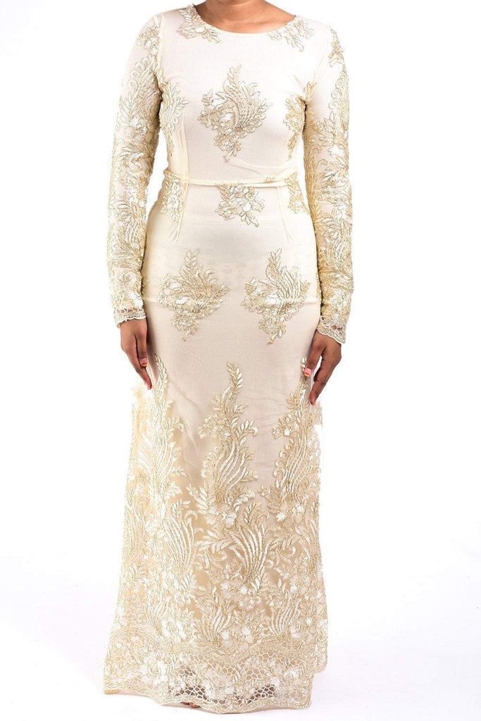Vanilla Embroidered Princess Gown Kabayare