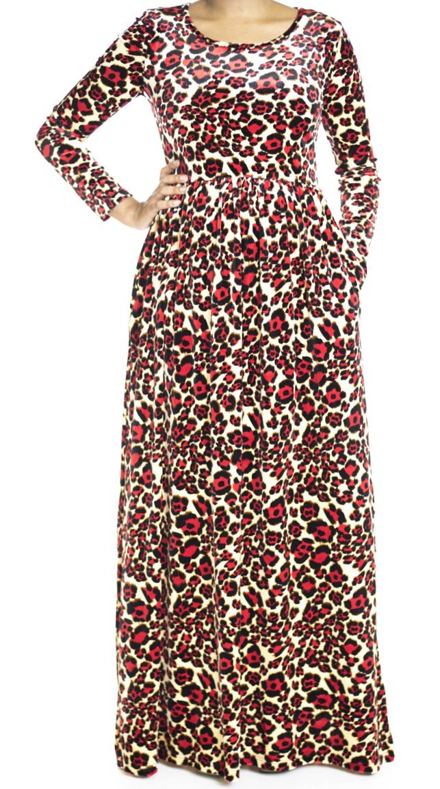 velvet Animal print Maxi dress Kabayare