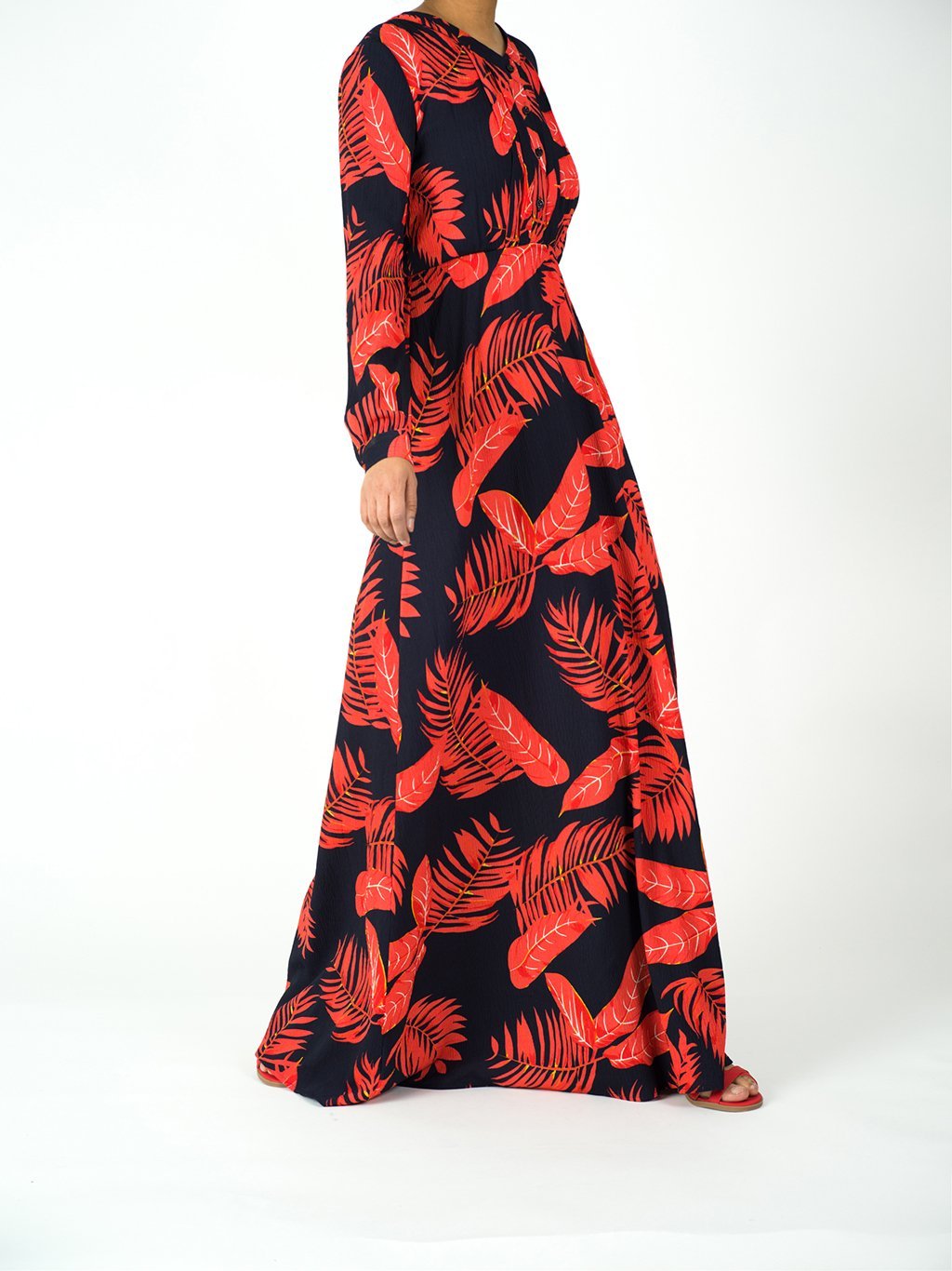 vibrant red print maxi Dress Kabayare