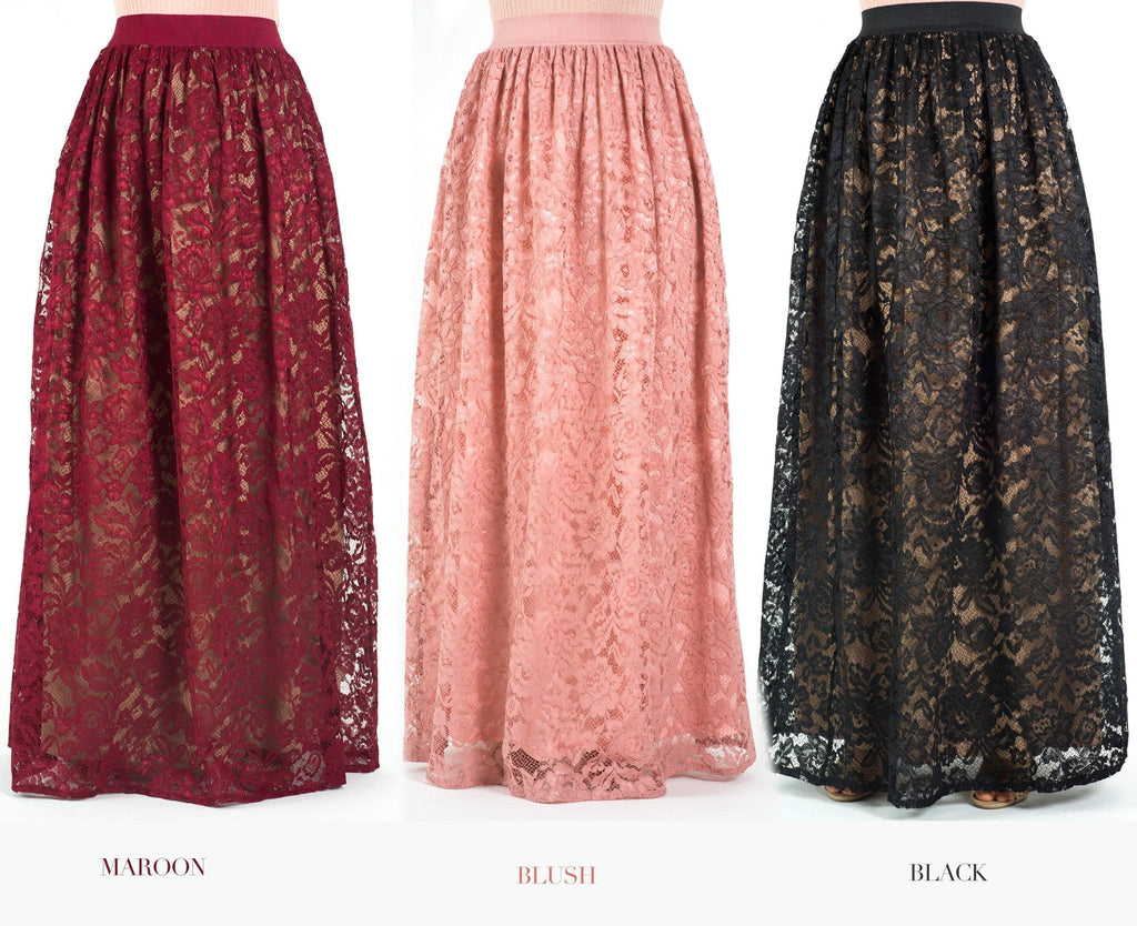 voluminous Floral lace maxi skirt Kabayare