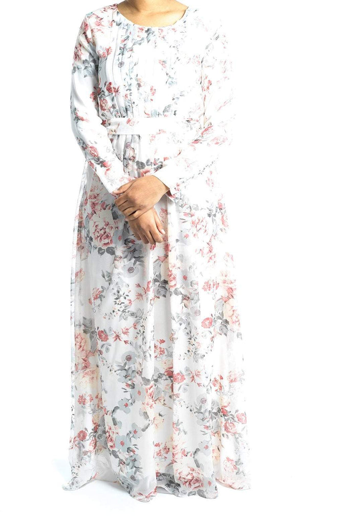 White blushing floral Maxi dress Kabayare
