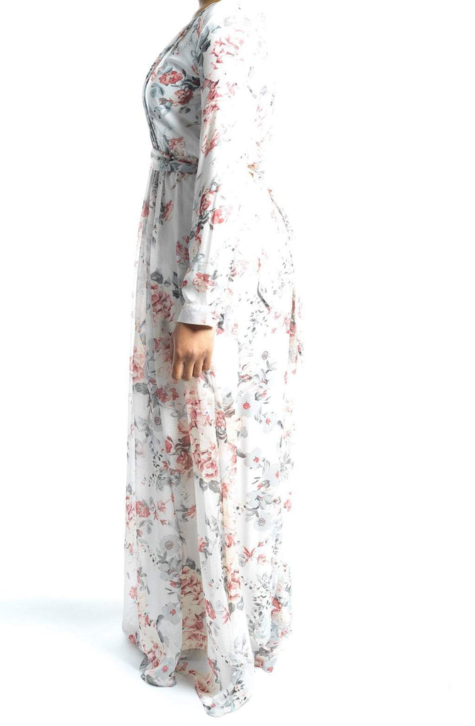 White blushing floral Maxi dress Kabayare