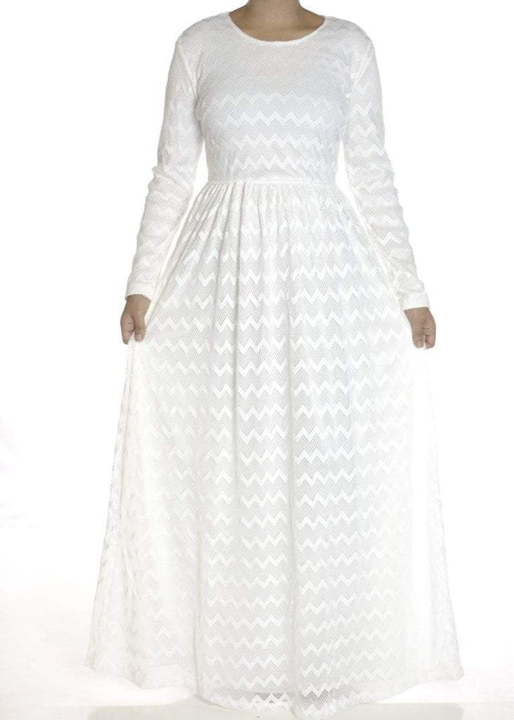 White Chevron Lace dress Kabayare