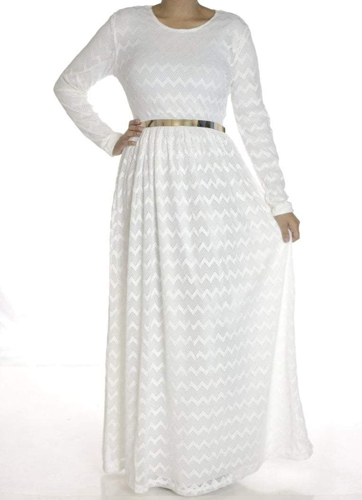 White Chevron Lace dress Kabayare