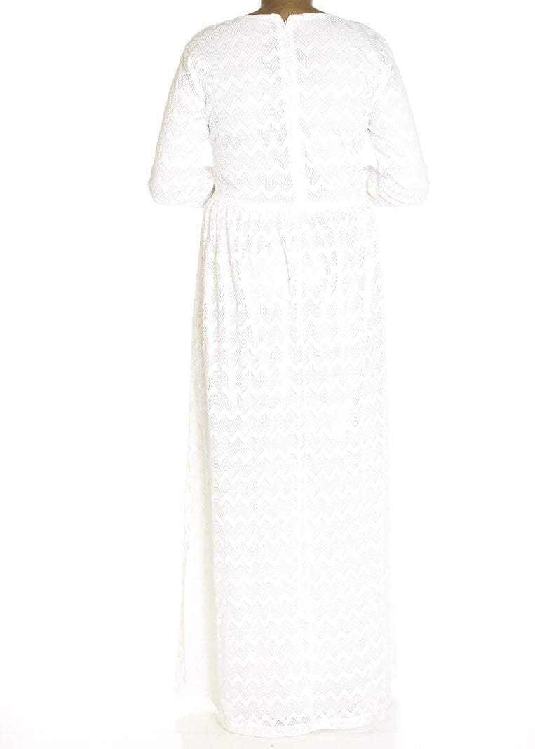 White Chevron Lace Modest Dress White Chevron Lace Modest Dress
