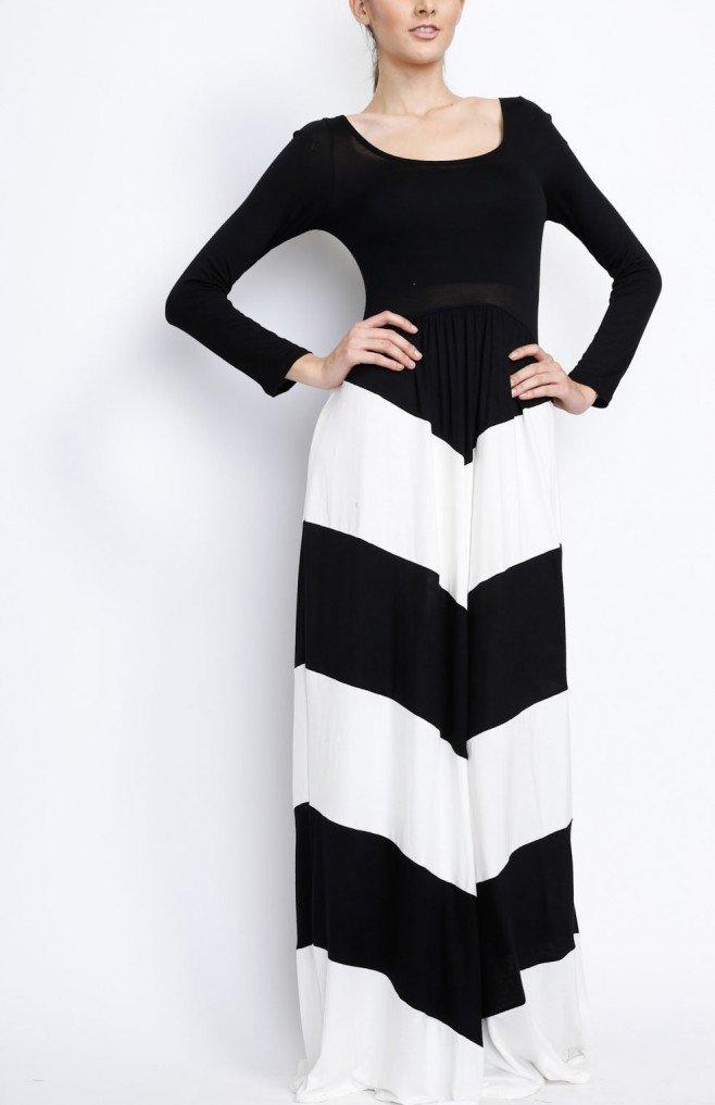 White Chevron Maxi Dress Kabayare