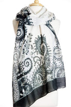 White Floral Geo Print Scarf Kabayare
