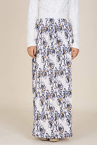 White Floral Pencil Pleated Skirt Kabayare