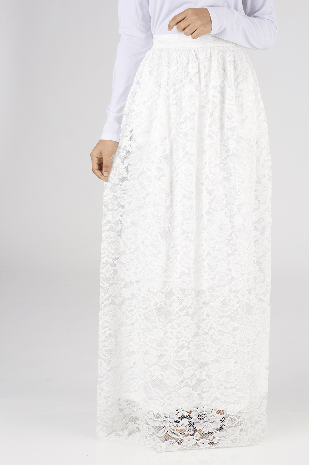 White Garden Lace Maxi Skirt Kabayare