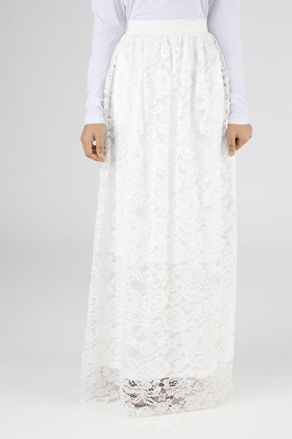 White Garden Lace Maxi Skirt Kabayare