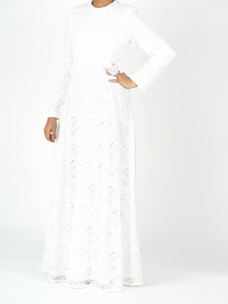 White Giovanna lace crop top dress Kabayare