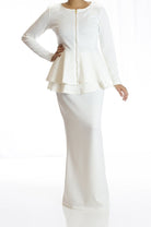 WHITE  HIGH-WAISTED BODYCON PEPLUM SKIRT Kabayare