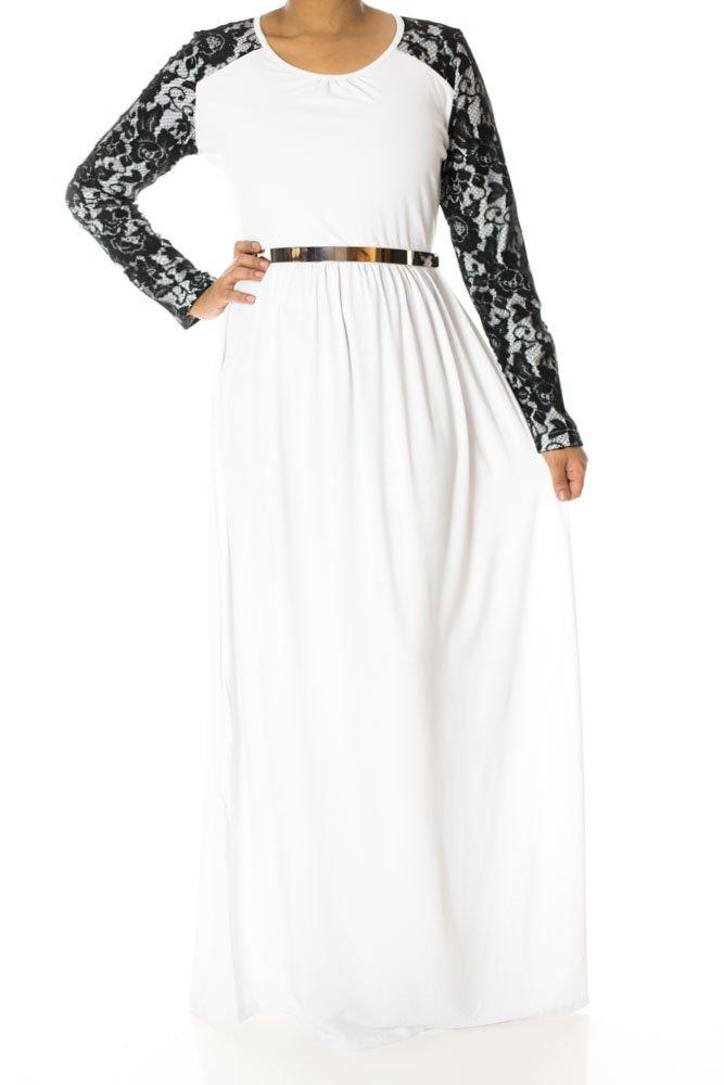 White Lace Sleeve maxi dress Kabayare