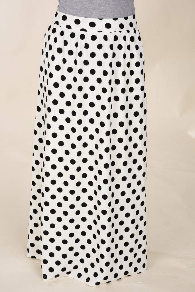 White Polka Dot Maxi Skirt Kabayare