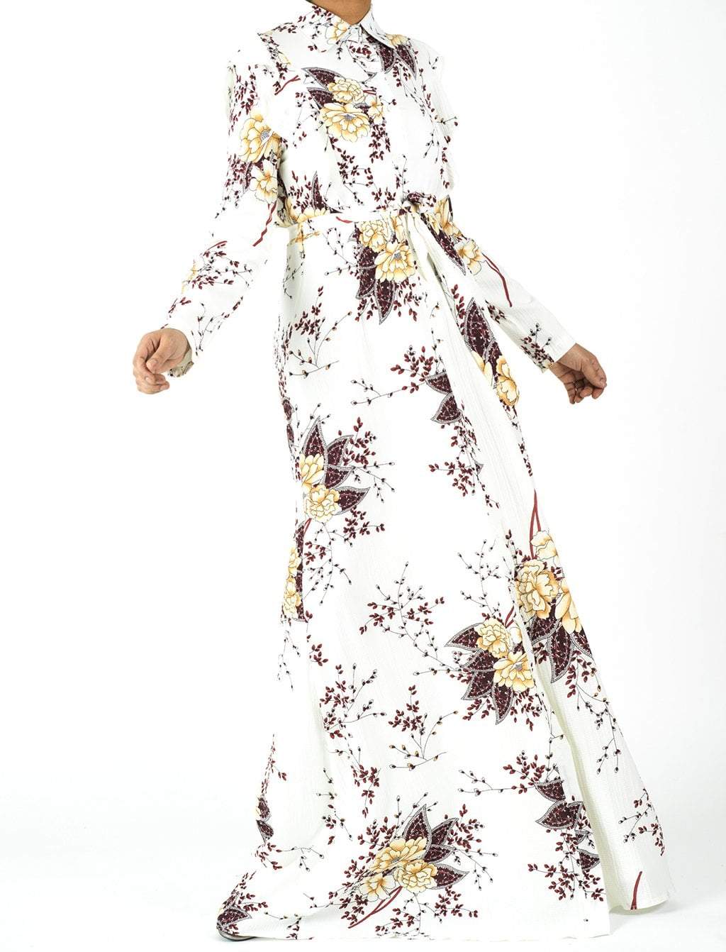 White print ruffles maxi dress Kabayare