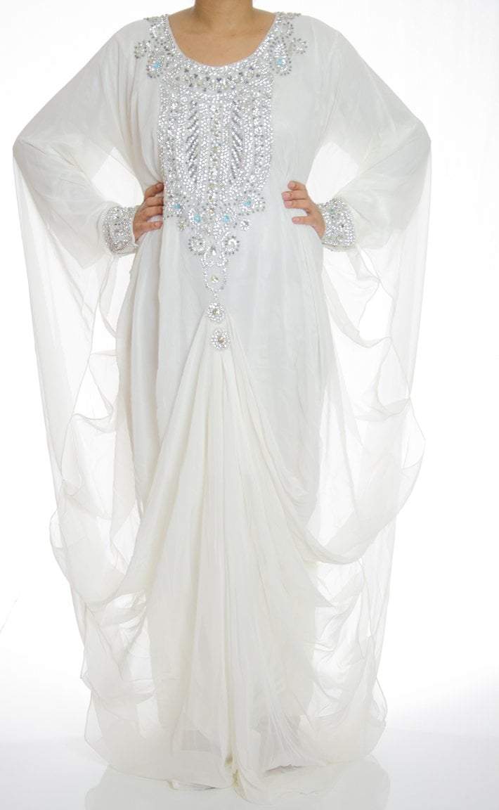 White Swarovski Kaftan Kabayare