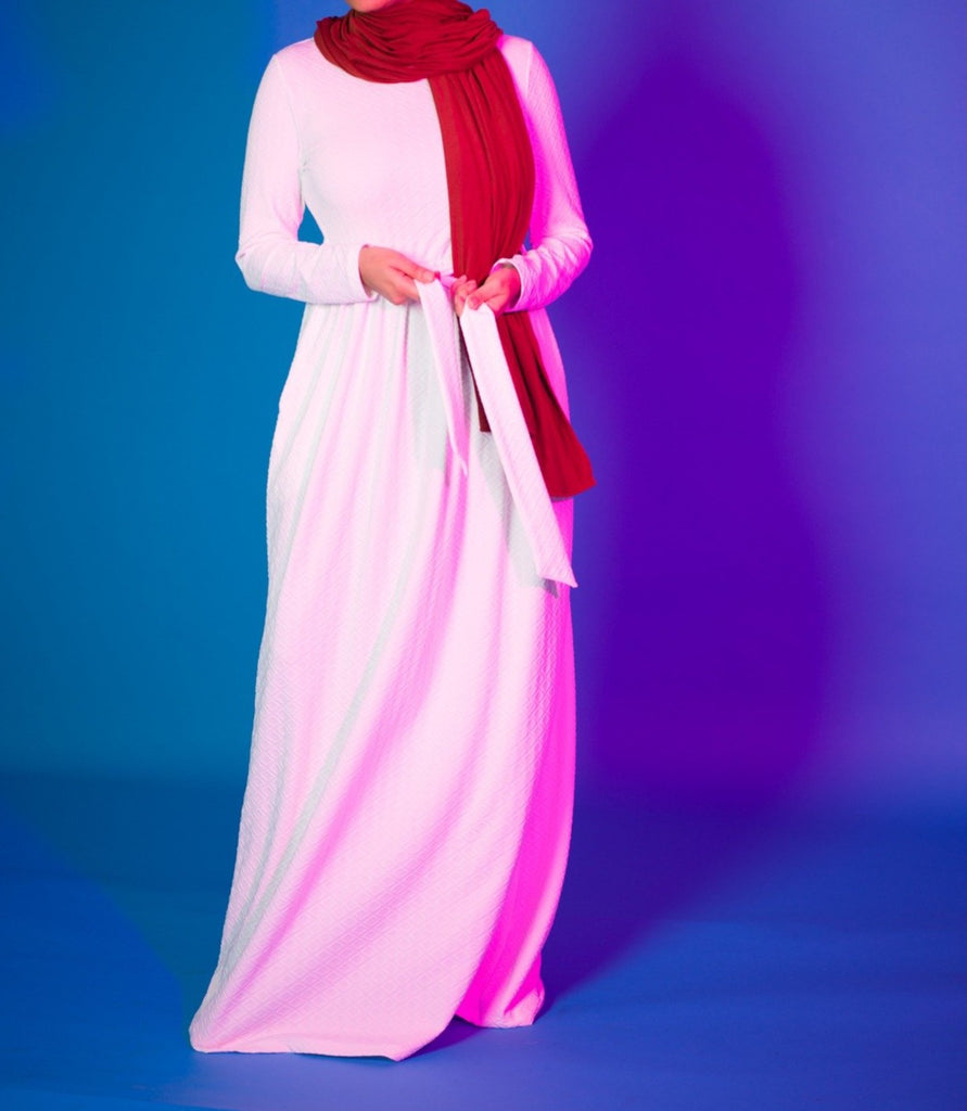 White Textured Ponti-di-roma dress Kabayare