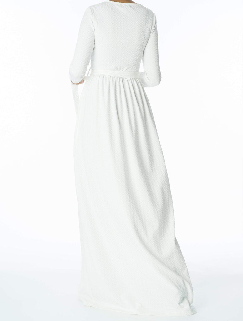 White Textured Ponti-di-roma dress Kabayare
