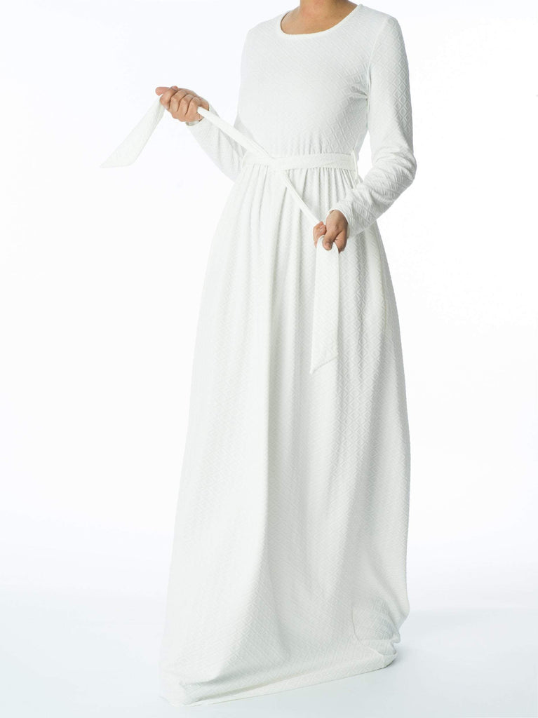 White Textured Ponti-di-roma dress Kabayare