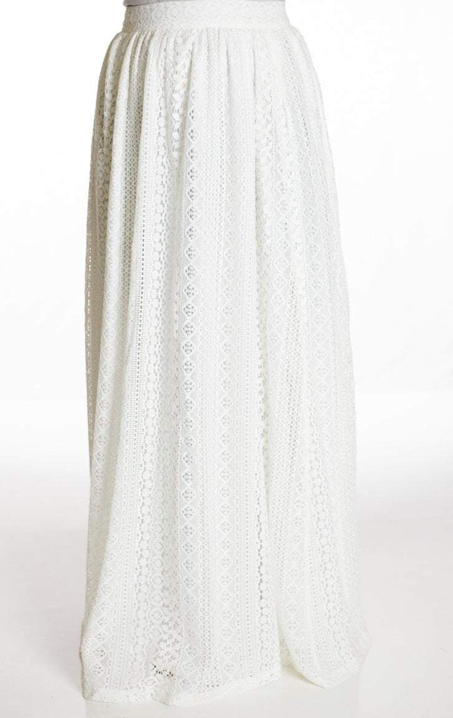 White True Lace Maxi Skirt Kabayare
