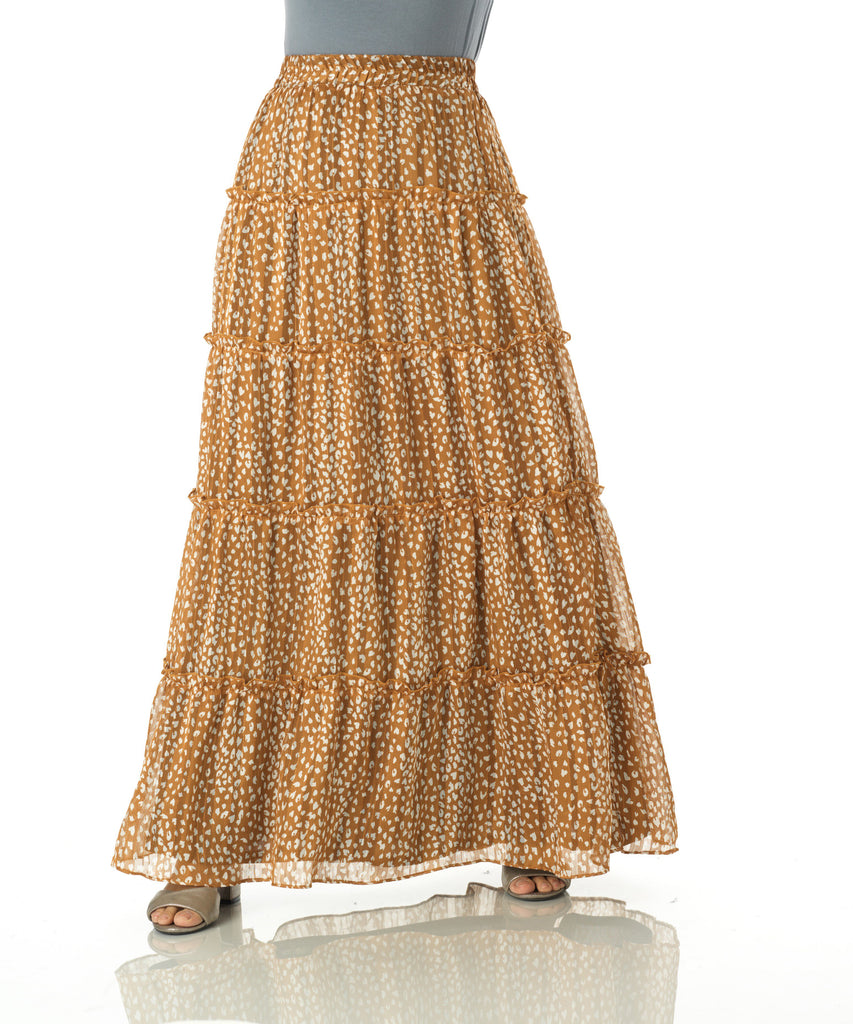 Wild cheetah tiered maxi skirt Kabayare