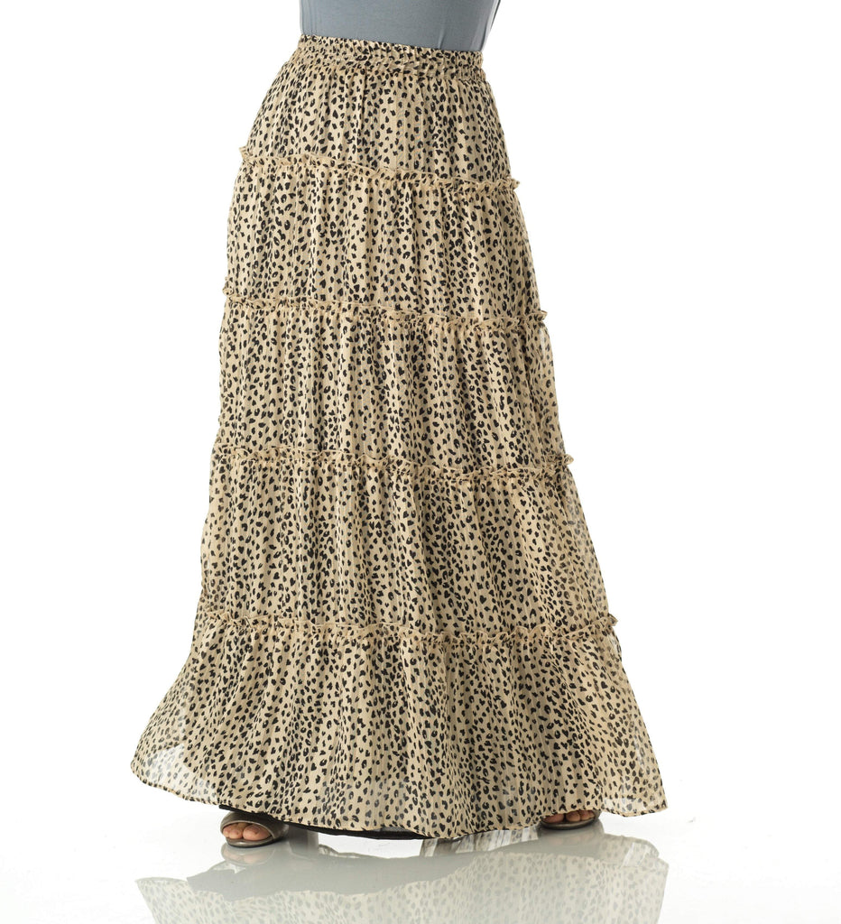 Wild cheetah tiered maxi skirt Kabayare
