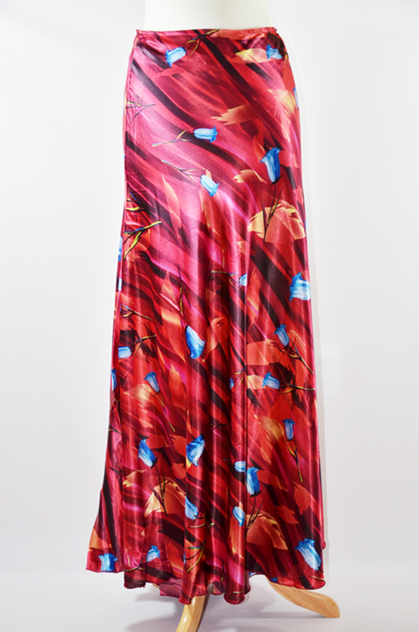 Wine Red Rosey Silk Skirt Kabayare