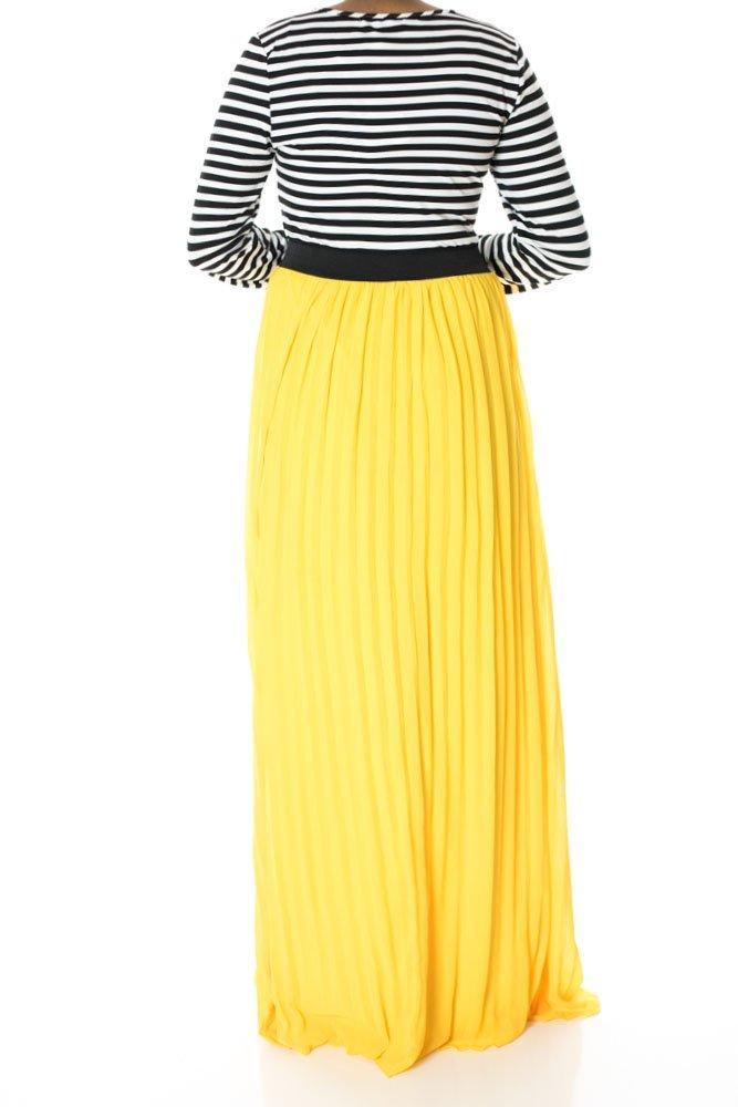 Yellow Striped Pleated maxi dress Kabayare