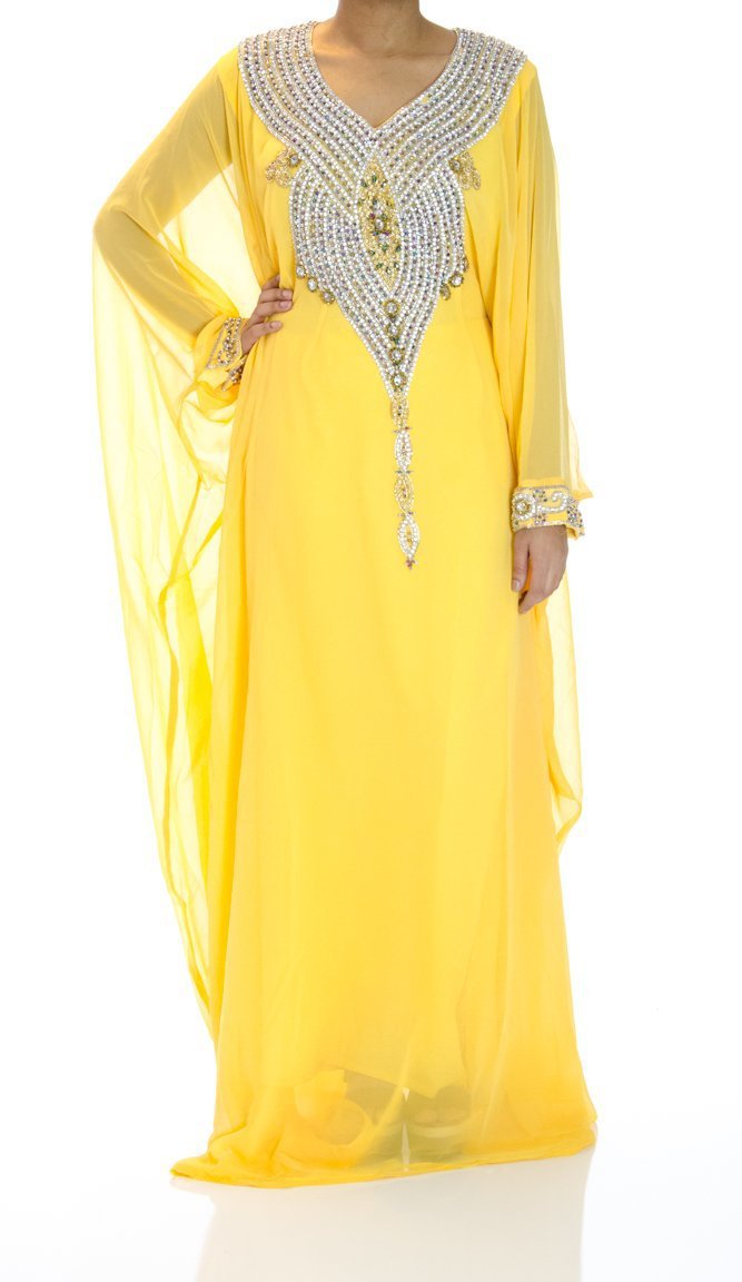 Yellow Swarovski Kaftan Kabayare