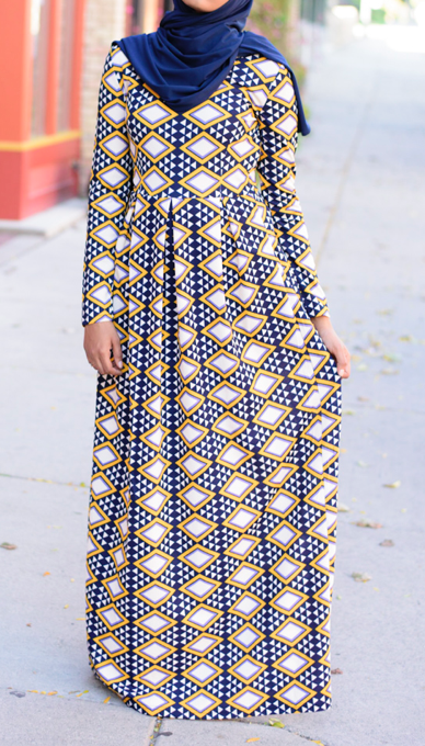 Yellow tribal texture Maxi dress Kabayare