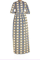 Yellow tribal texture Maxi dress Kabayare